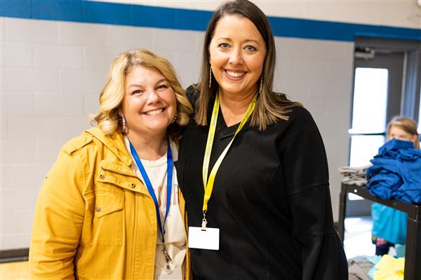 Parent volunteers helping at Grandparents Day